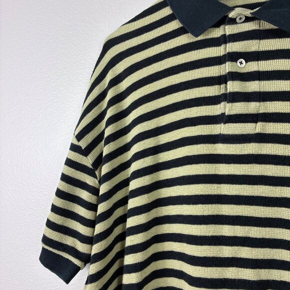 VTG Polo Ralph Lauren Striped Polo Top Green Black Size XL Preppy - Picture 3 of 6